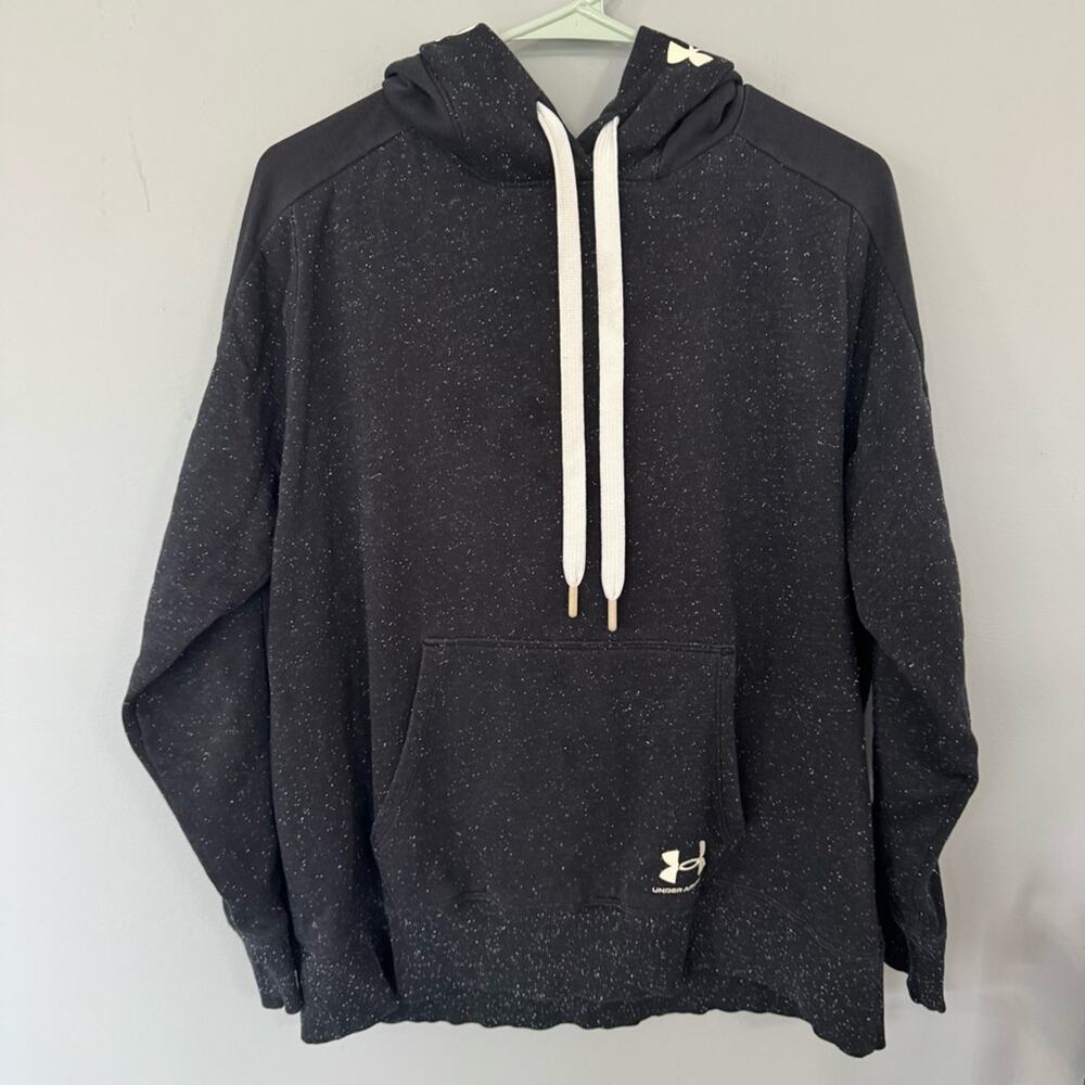 Under Armour Charcoal Speckled Pullover Hoodie Sweatshirt Size Large Loose Fit